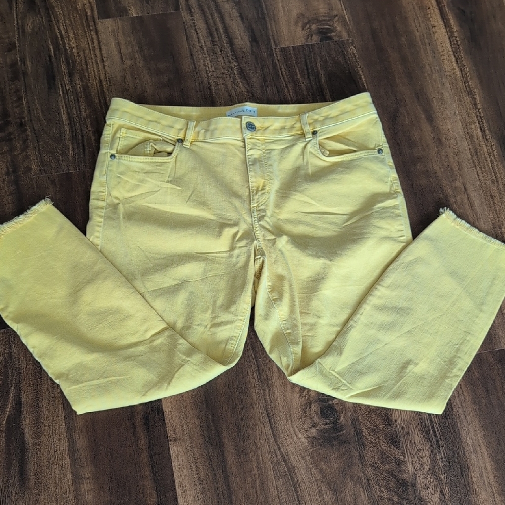 Loft Yellow Ankle Cropped Jeans with Soft Denim